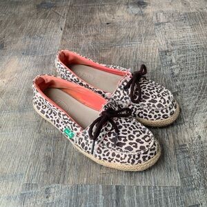 Sanuk Kariba Sidewalk Surfer Espadrille Slip On Shoe in Cheetah Animal Print